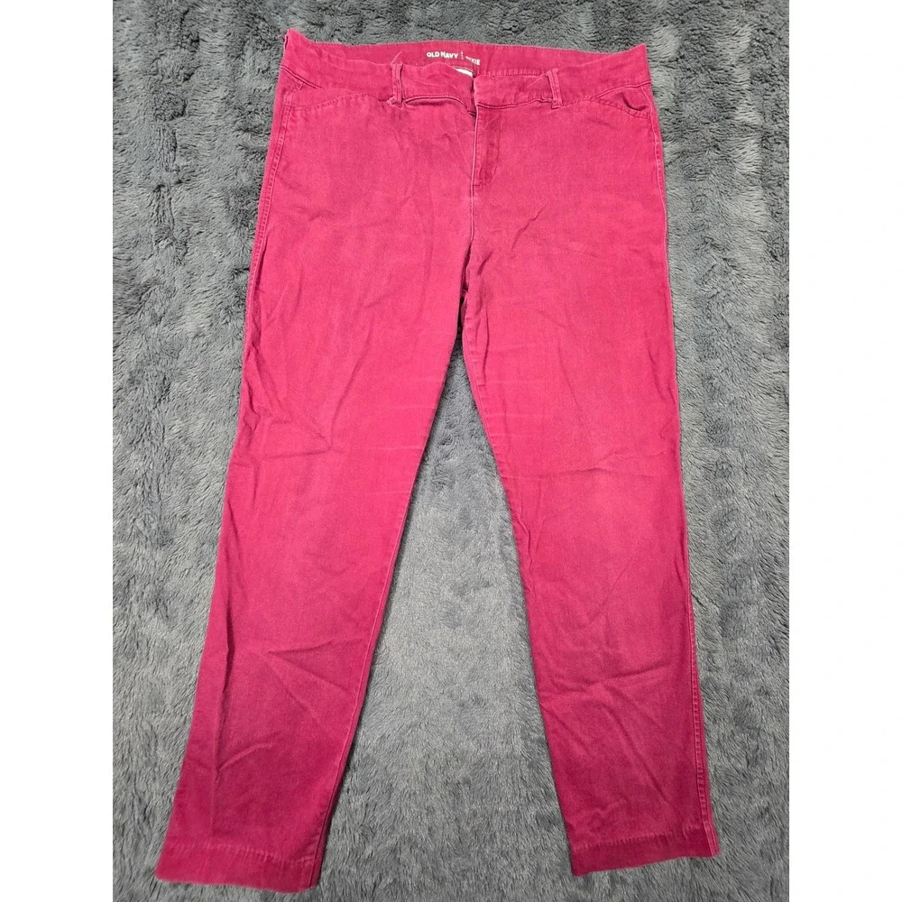 Old Navy Pixie Pants Womens 12 Regular Pink Berry Ankle Chino Trousers 1166